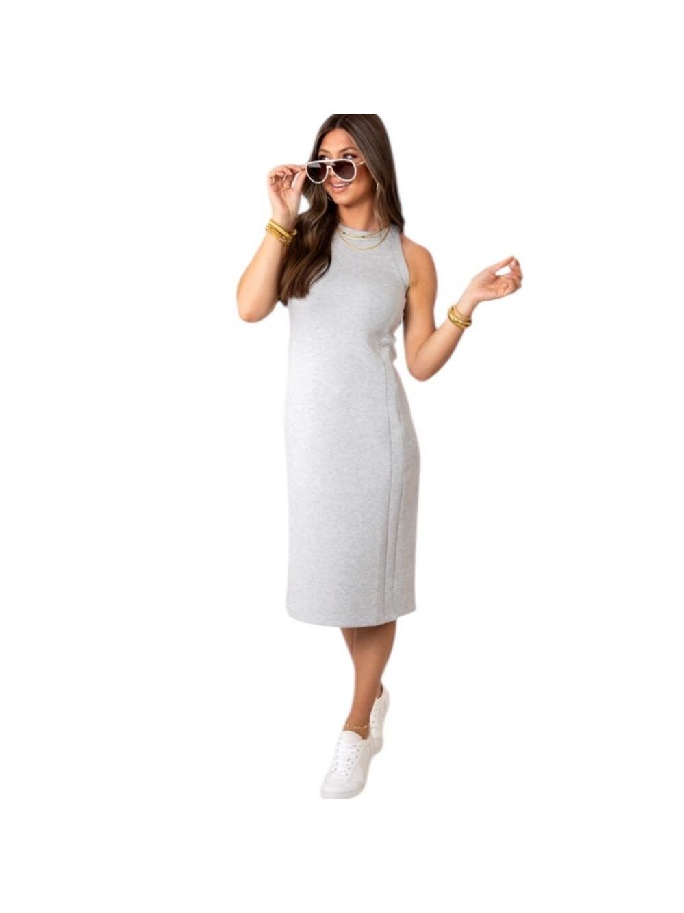 SPANX Light Gray Midi Tank Dress
